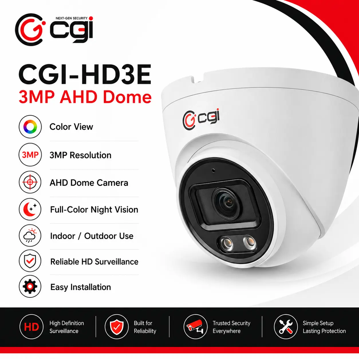 3MP AHD Dome With Audio